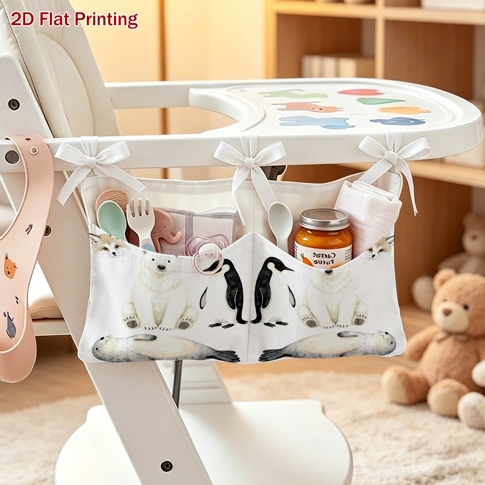 2D Flat Nursery Hanging Organizer with Giraffe, Lion, Elephant Pattern