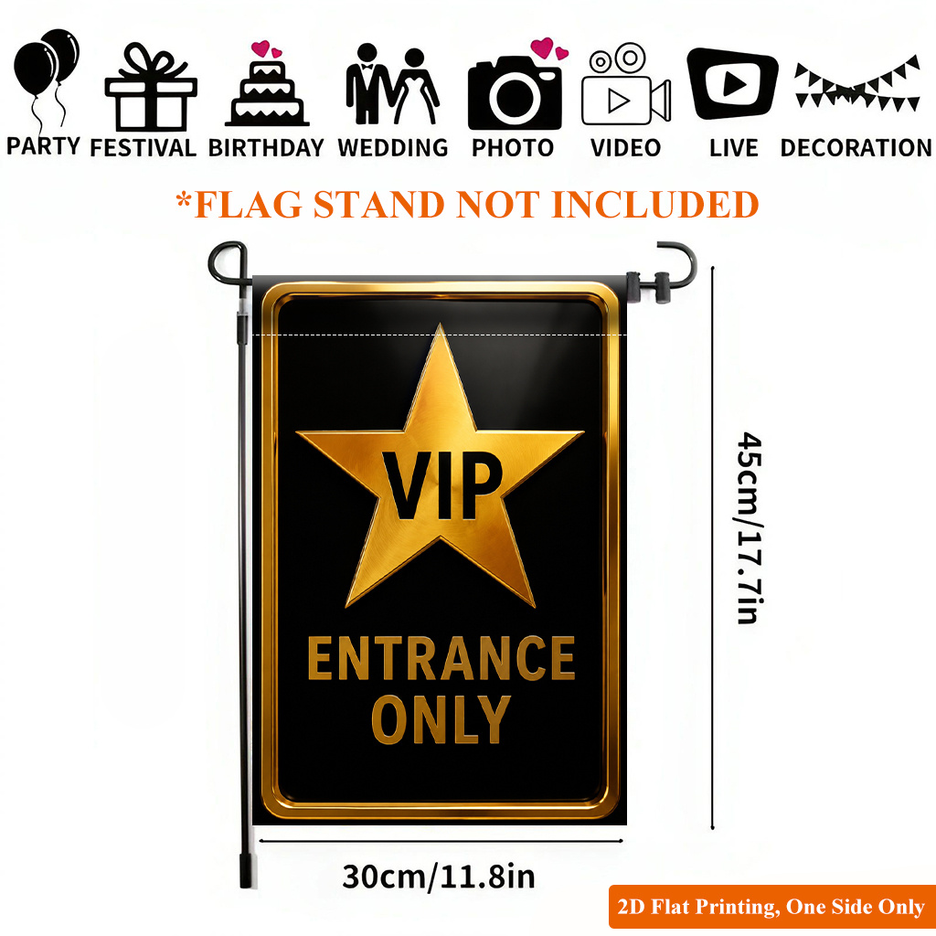 TEMU 2d Flat - 2d Flat - 2d Flat Printing Garden Flag 1pc, Vip Entrance Sign Durable Single-sided Print Yard Flag, Garden & Home Holiday Decoration,