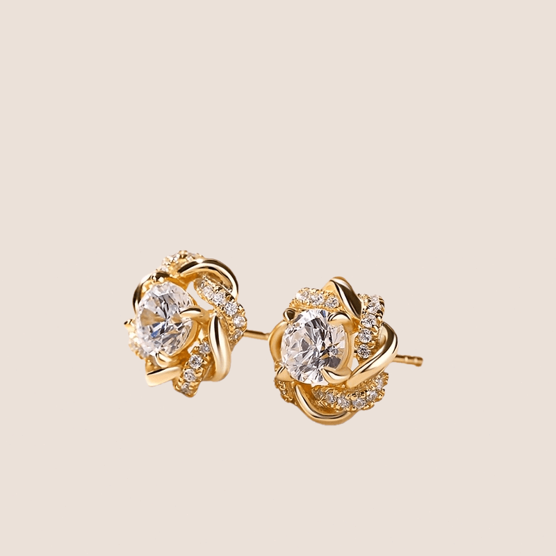Vintage Floral Stud Earrings, Delicate Women's Jewelry