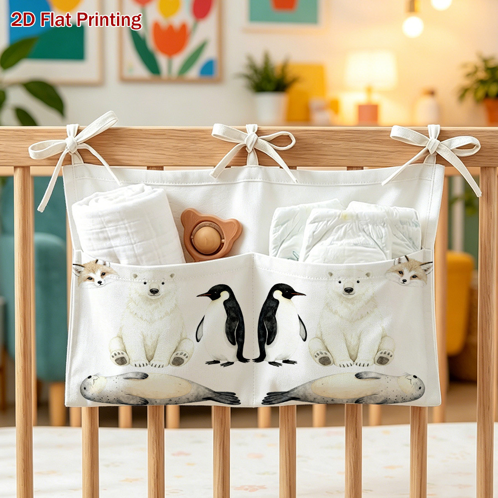 2D Flat Nursery Hanging Organizer with Giraffe, Lion, Elephant Pattern