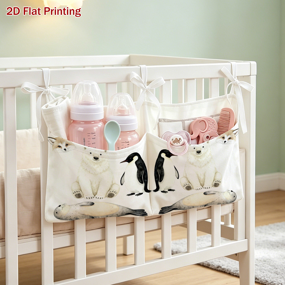 2D Flat Nursery Hanging Organizer with Giraffe, Lion, Elephant Pattern