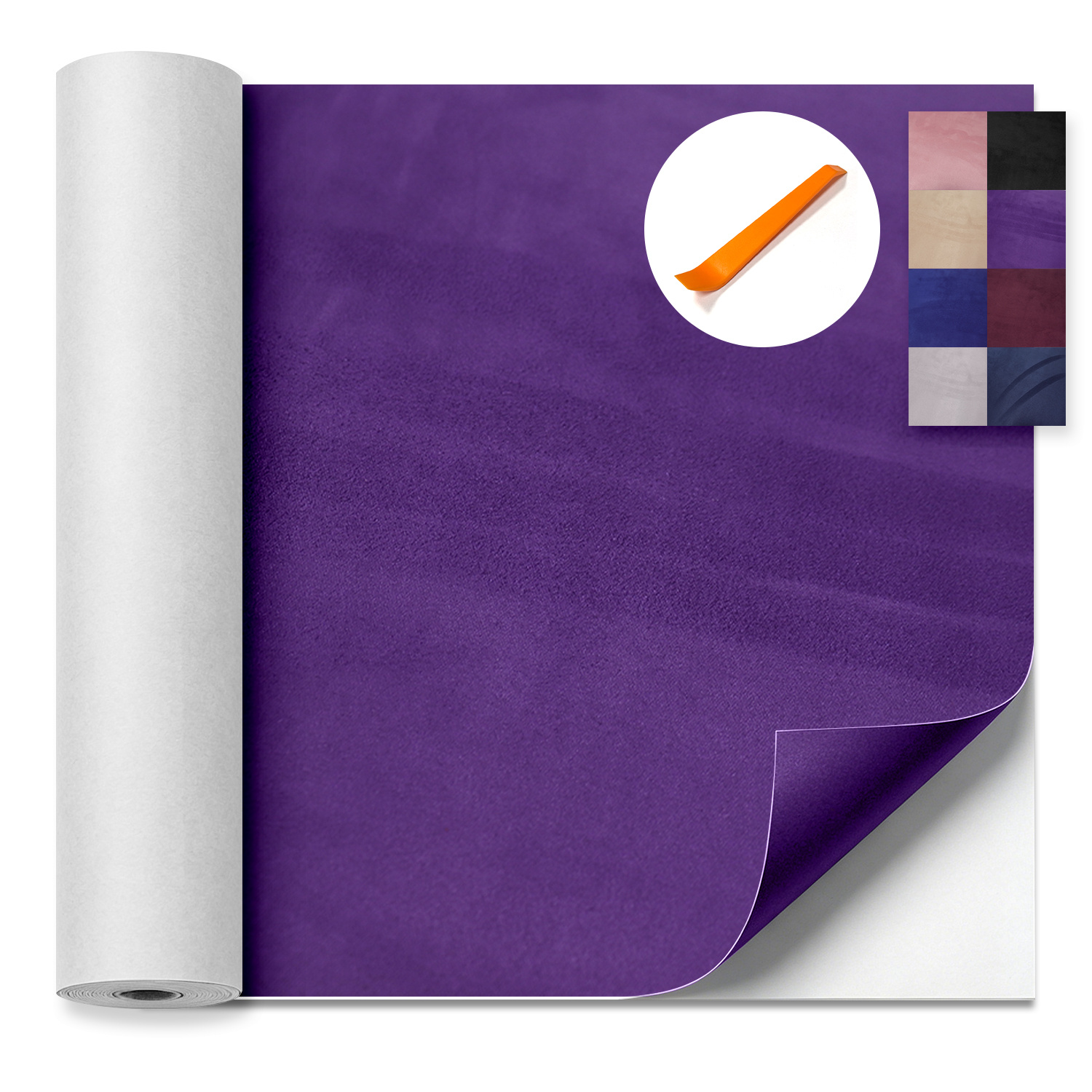 TEMU High-stretch Self-adhesive Suede Fabric, 30×140cm, With A Lifting Board, Adhesive-backed Plush Fabric, Multiple Colors Available, Elastic