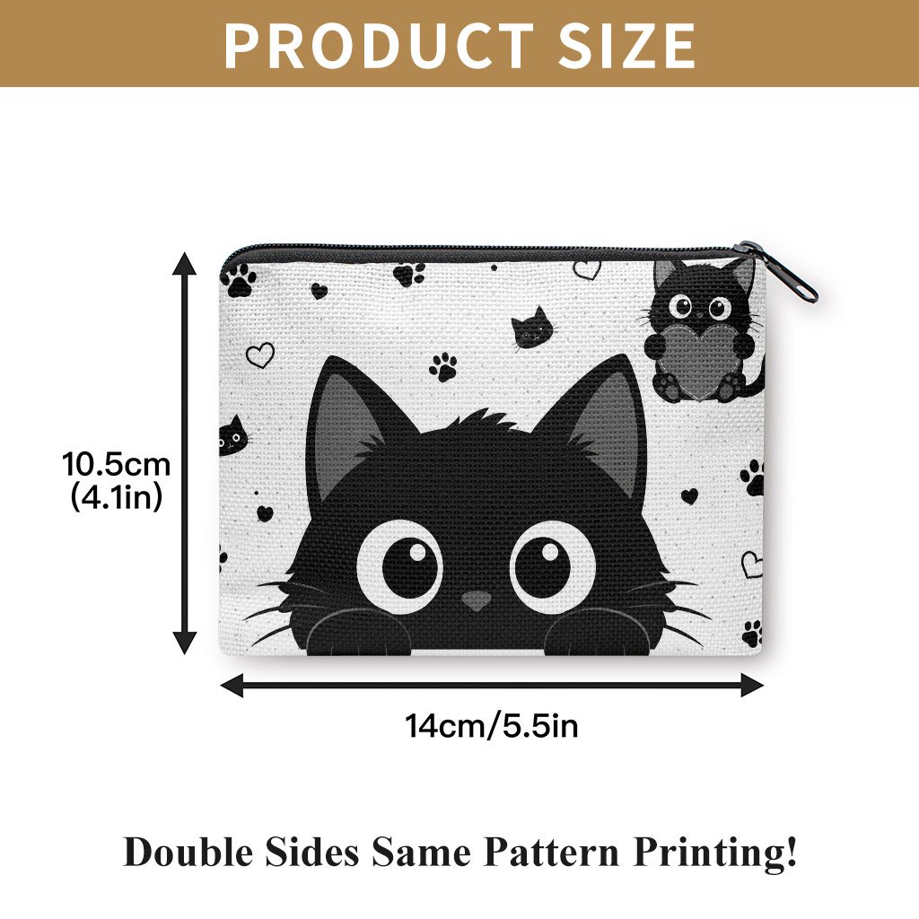 TEMU 【商品名】コインパース、愛らしい黒猫デザインプリント コインパース、コンパクトで軽量、コイン、現金、鍵、口紅、イヤホン、小さな書類、小型ウォレットと持ち運び可能なミニウォレット、手洗い可能