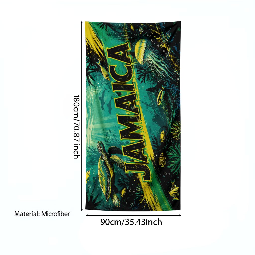TEMU 2d Flat, 2d Flat 1pc, Jamaica , Quick-drying Microfiber Pool And Beach Towel, Large Size Beach Blanket, Suitable For Camping, Sunbathing,