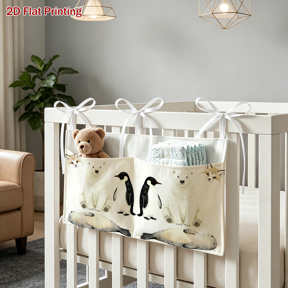 2D Flat Nursery Hanging Organizer with Giraffe, Lion, Elephant Pattern