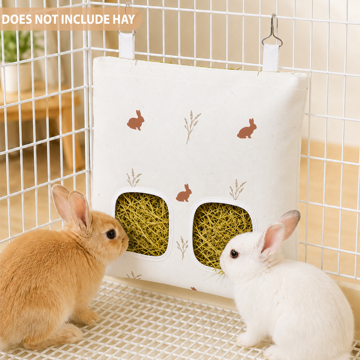 TEMU Hay Feeding Bowl For Small Animals, 2-hole Hay Feeder For Guinea Pigs With Cute Design Hanging Hay Feeder Bag For Rabbits, Hamsters, Small Pets,