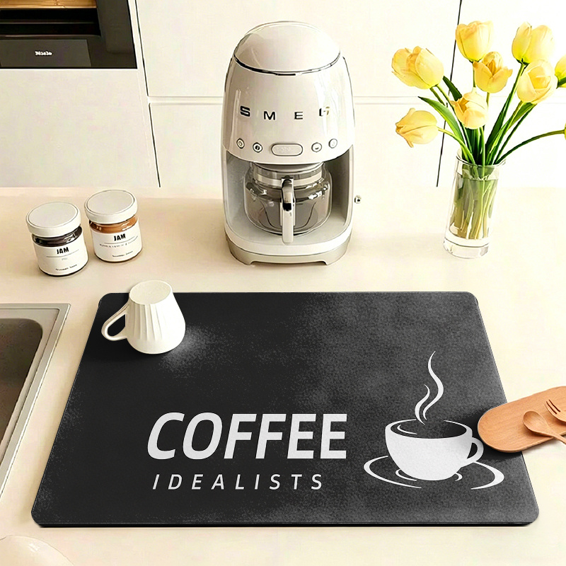 TEMU 1pc 2d Flat 850g/ã¡ Diatomite Material, -beige Coffee Machine Protective Mat, Suitable For Home And Commercial Coffee Machines, Soft Warm- Coffe
