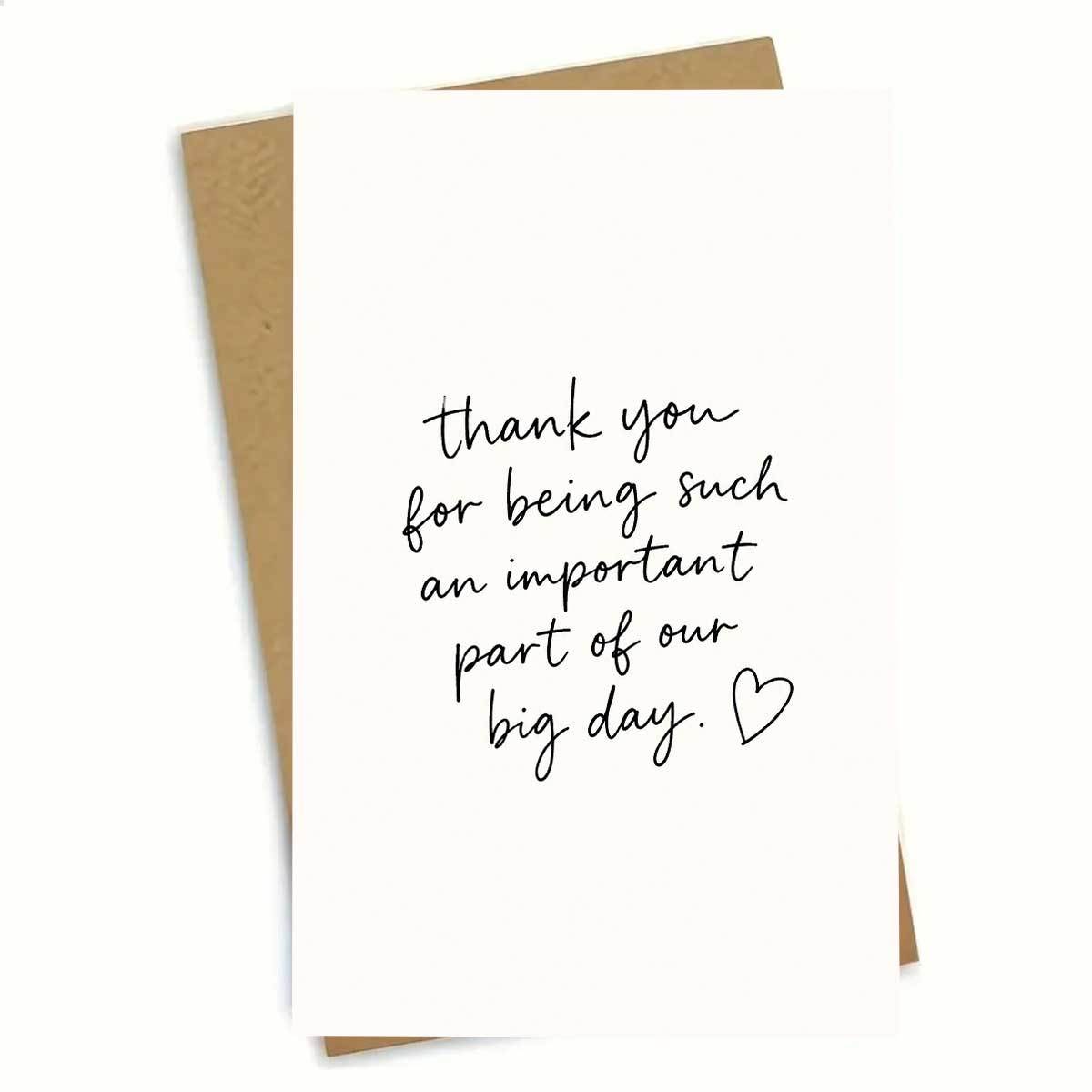 TEMU 1 Set (an Envelope And A Card) Simple Heart Wedding Thank You Card, "thank You For In Our ," Minimalist Handwritten Font With Heart Pattern,