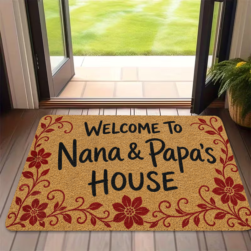 TEMU 1pc, 2d Flat Printing, And Welcome Mat, Colorful Non-slip, Machine Washable Polyester Carpet, Suitable For Home Decor, Entrance, Hallway,