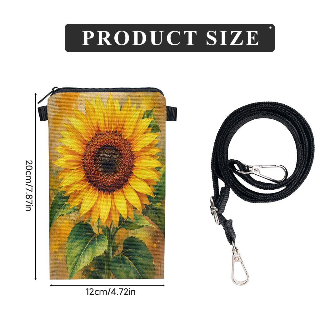 TEMU Phone Bag 1pc, Sunflower With Bright Petals Double-sided Printing Phone Pouch, Adjustable Strap Crossbody Bag, Everyday Use For Men And Women,