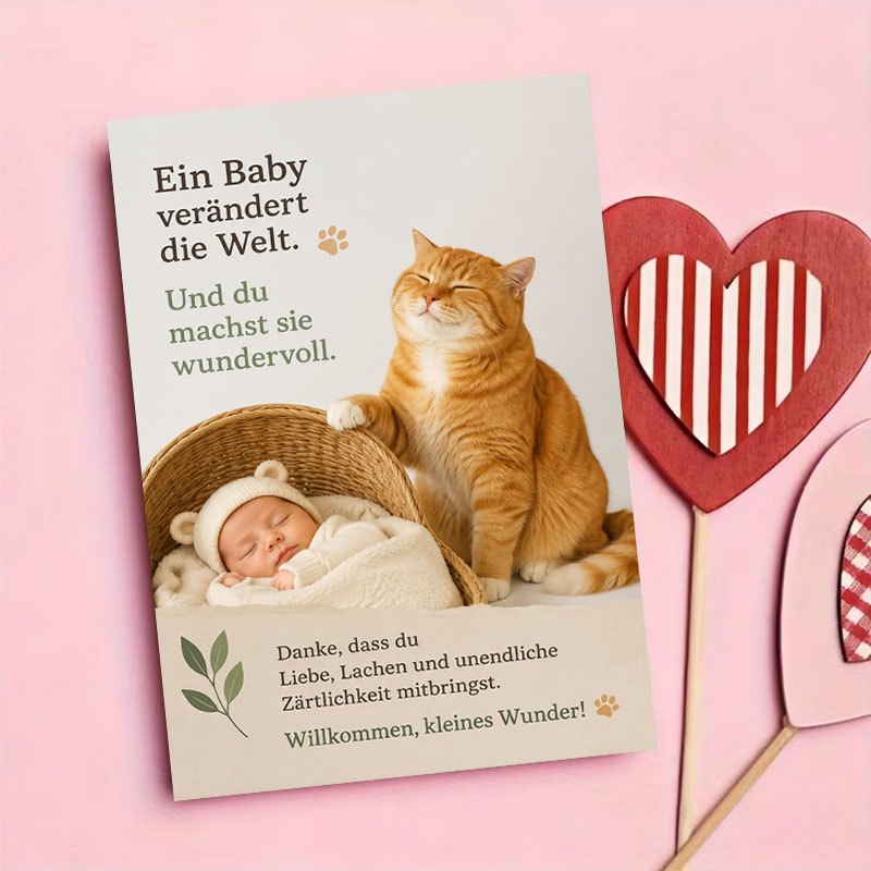 Greeting Card with Cute Cat Design for New Parents