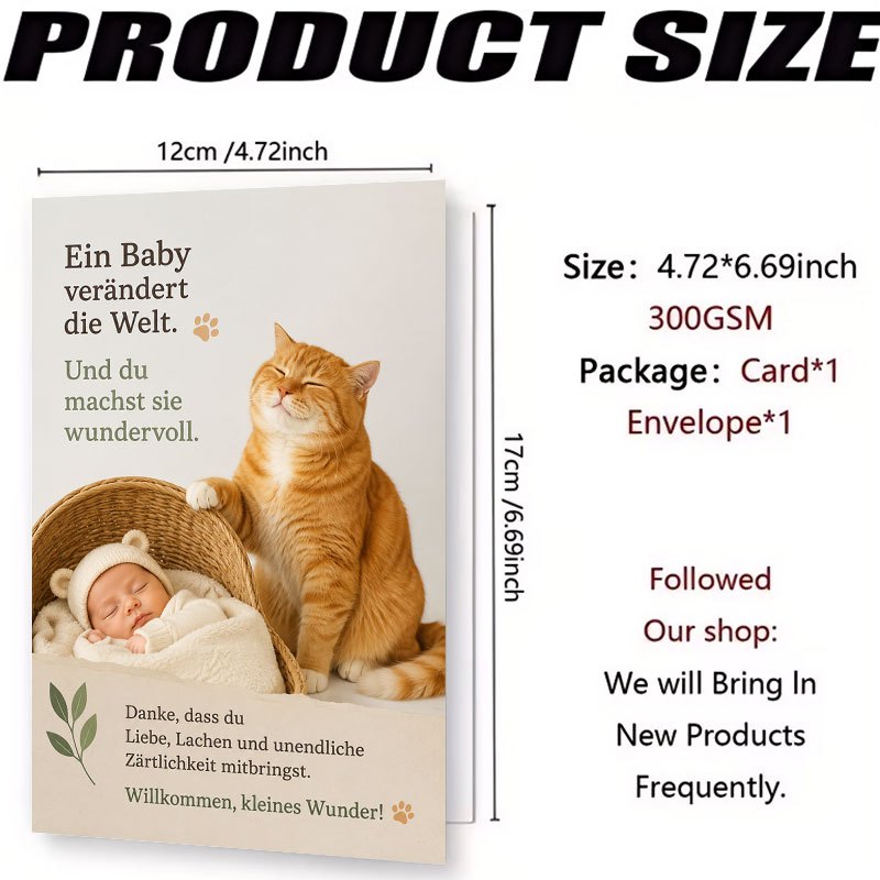 Greeting Card with Cute Cat Design for New Parents