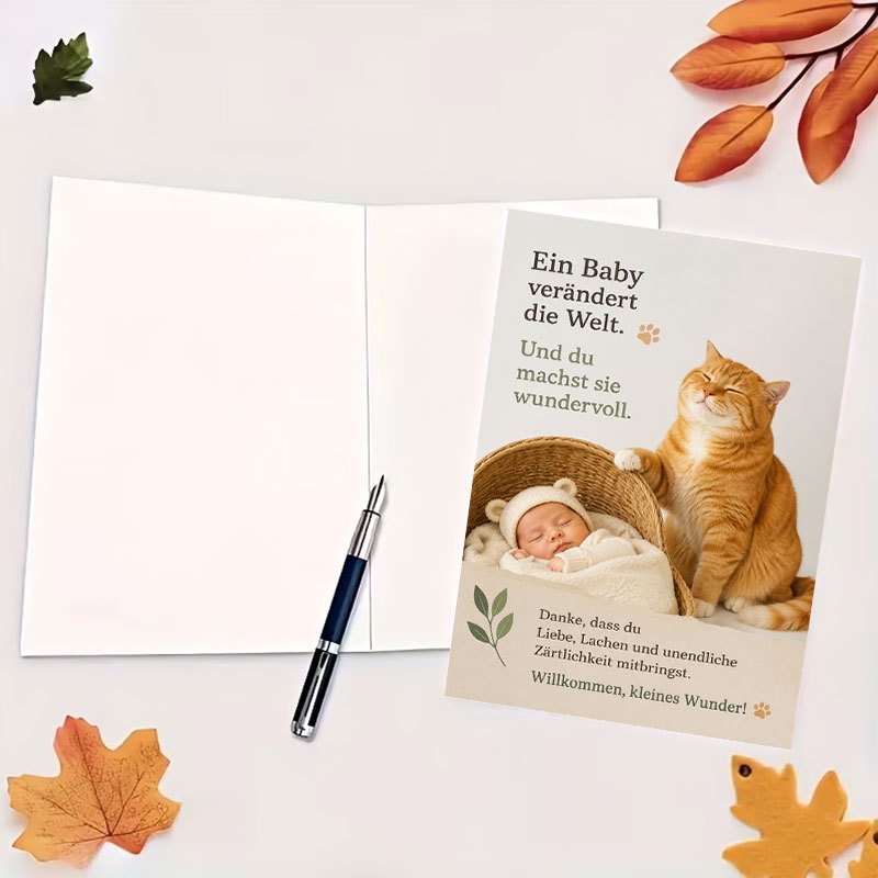 Greeting Card with Cute Cat Design for New Parents