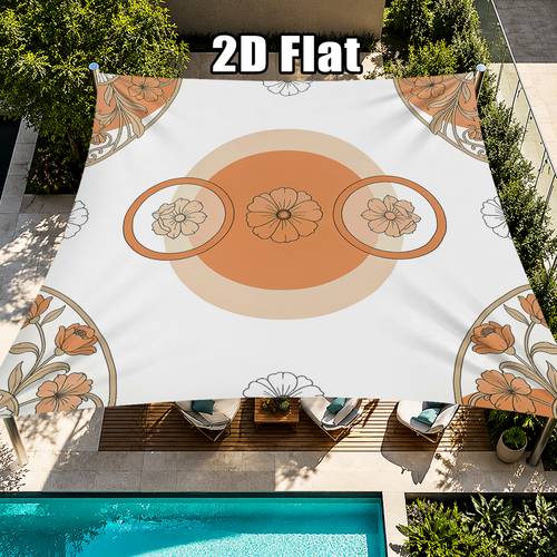jit 2d flat 1pc sky canopy easy setup and storage orange and white floral pattern on white contemporary elegant beach camping awning oversized carport with free ropesand nails included 2d flat