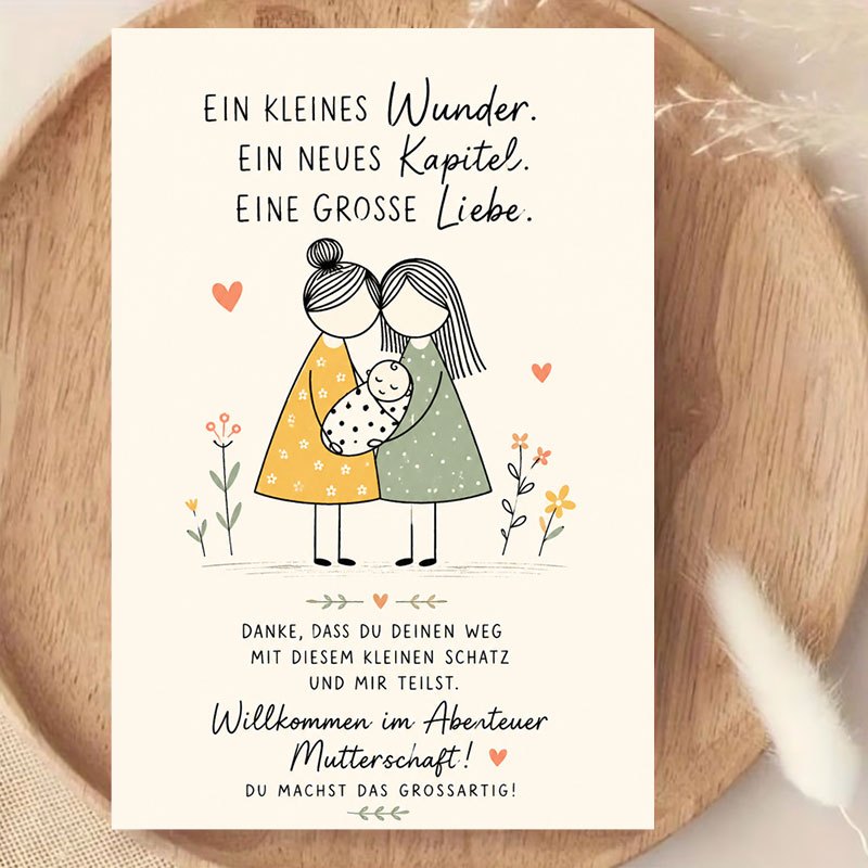 Greeting Card for New Mothers with Elegant Flat Design