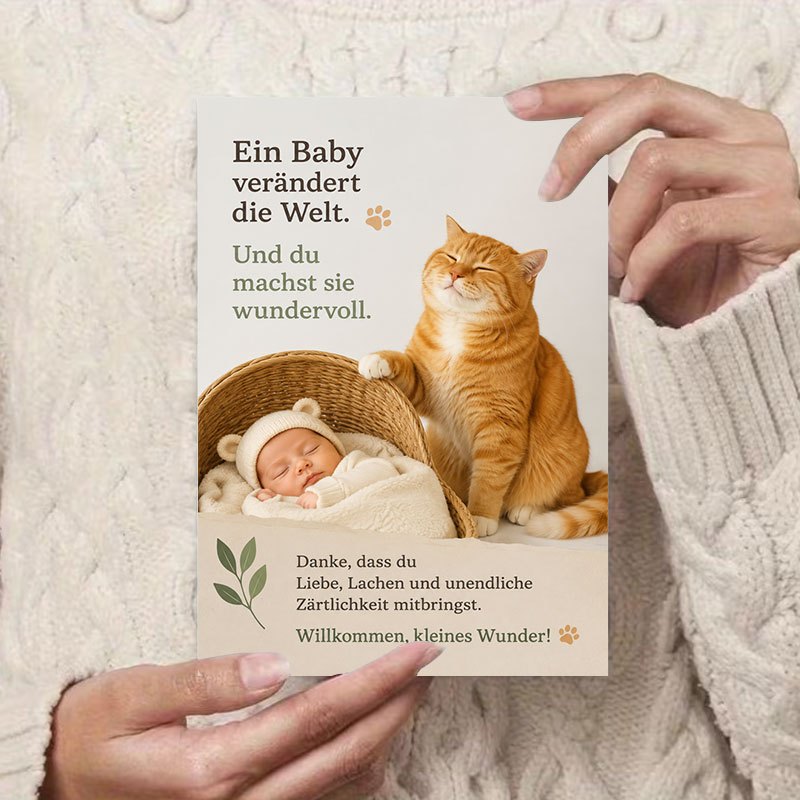 Greeting Card with Cute Cat Design for New Parents
