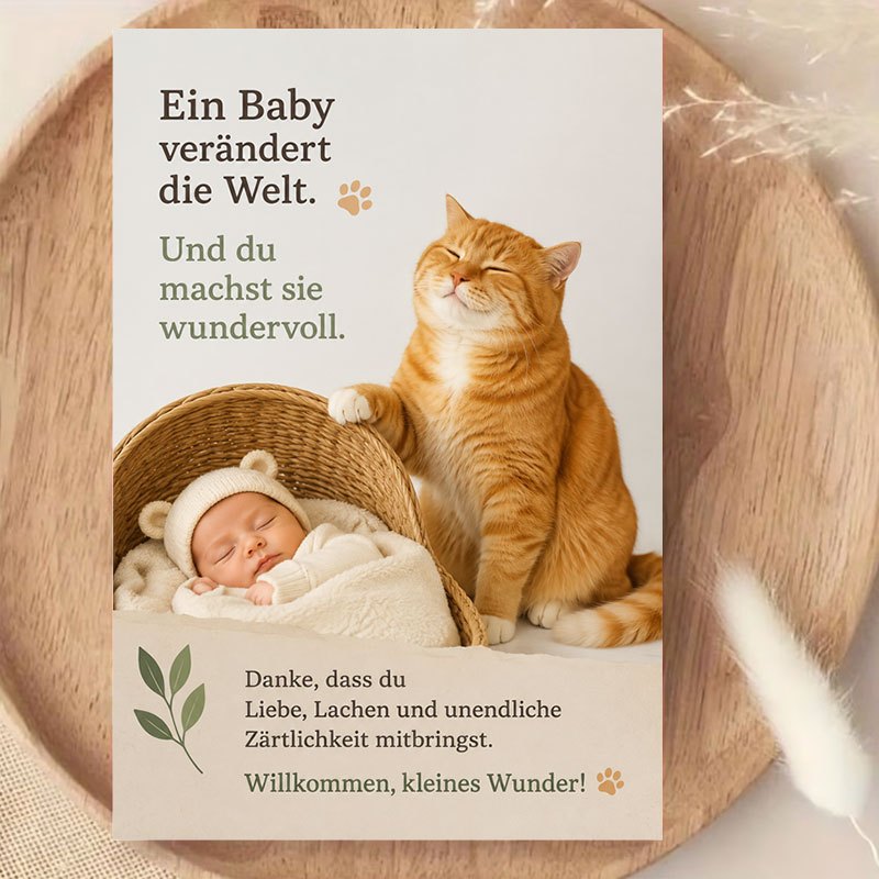 Greeting Card with Cute Cat Design for New Parents
