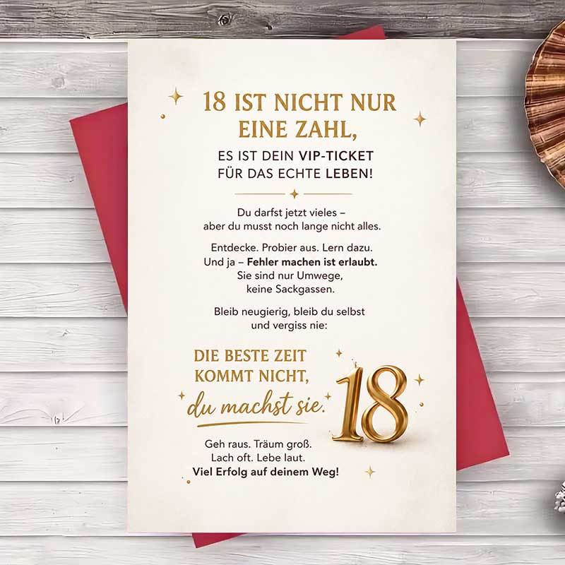 Image of 1 Envelope And 1 Greeting Card 18th Birthday Greeting Card Elegant Flat Design For Son Daughter Friend Milestone Celebration Gift For Young Adults Meaningful Wishes For