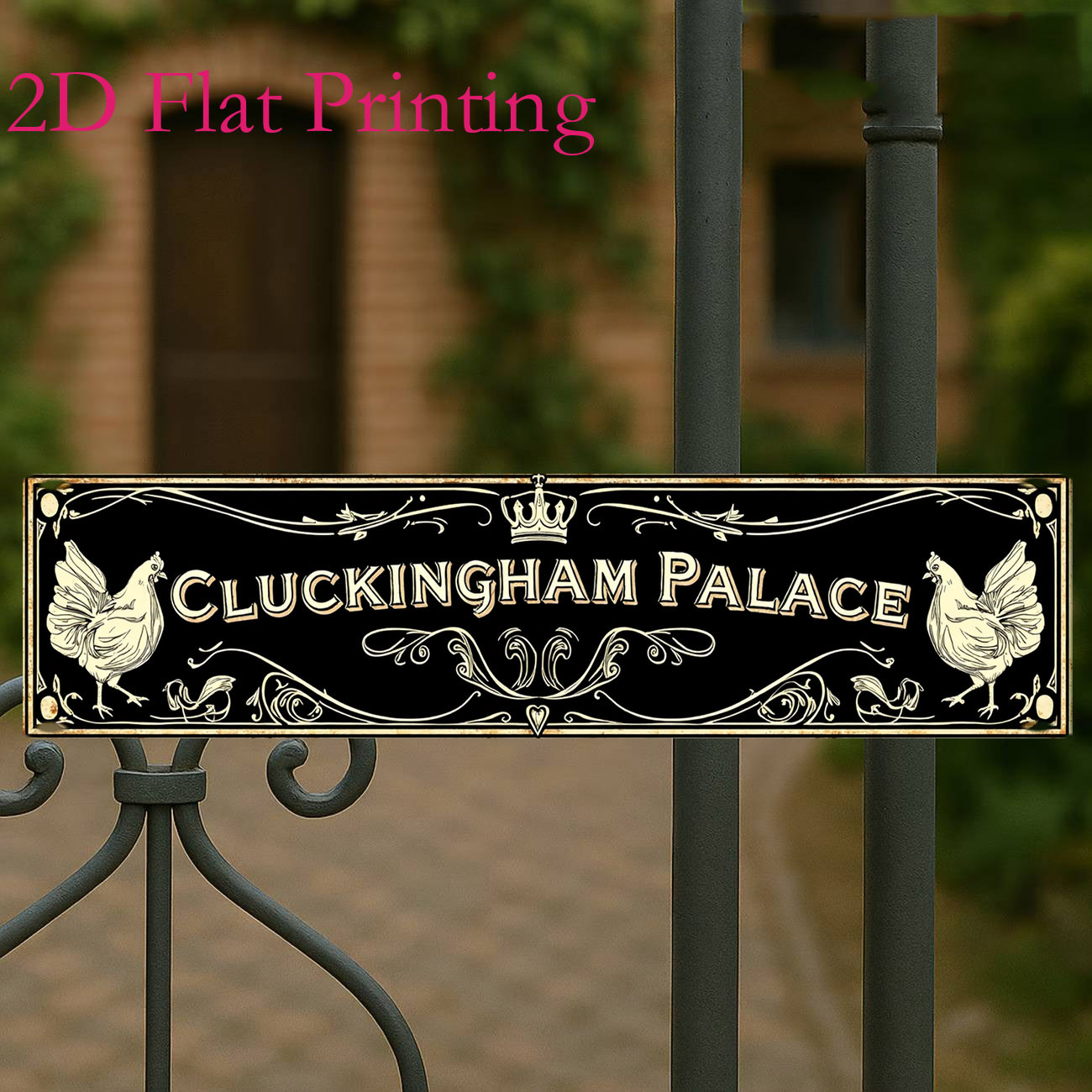 TEMU 2d Flat - 4x16 Inch Vintage Metal Aluminium Sign, Cluckingham Chicken Coop Funny Quote Sign Farmhouse Decor Garden Yard Wall Art Sign