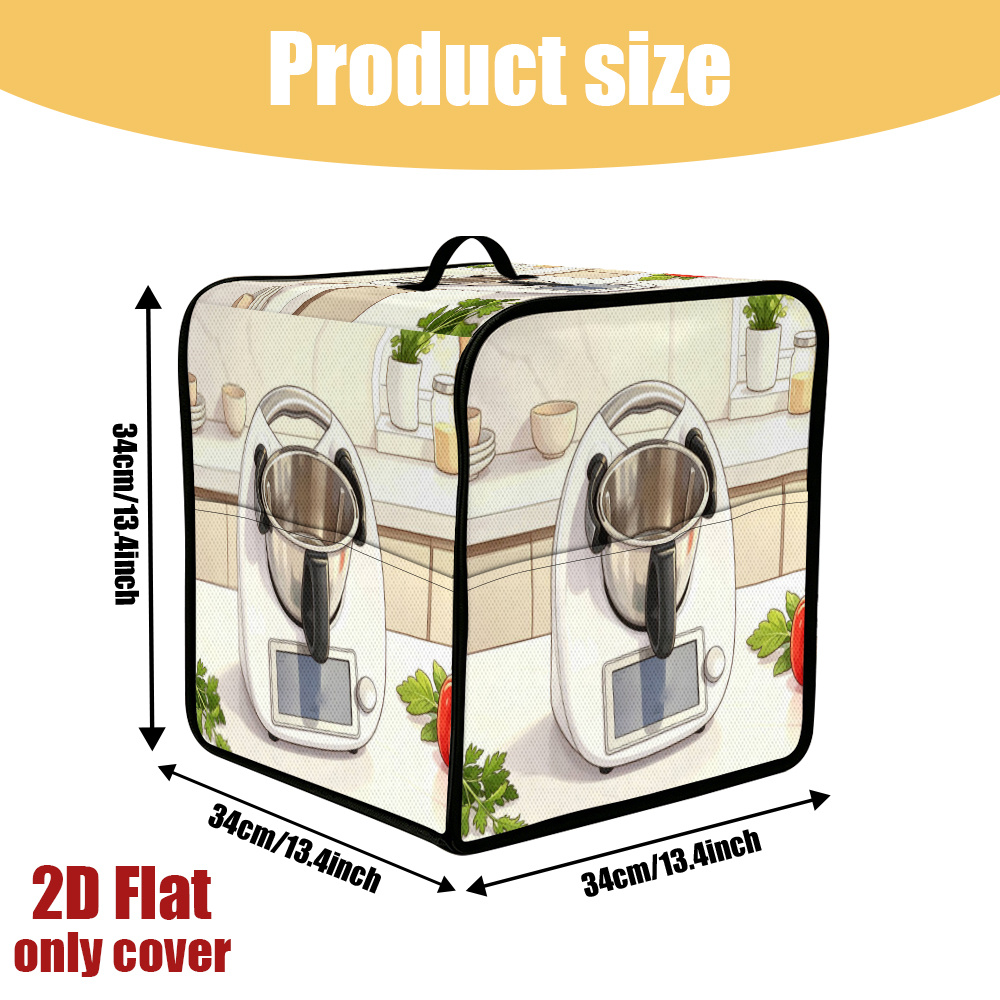 TEMU 1pc, 2d Flat Dust Cover For Tm7 Tm5 Tm6 With Accessory Storage Pocket And Handle, Kitchen Cooking Appliance With Ingredients, ( Included)