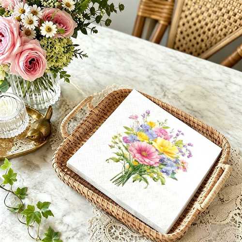 20pcs bouquet printed napkins suitable for birthday parties and wedding banquets decorative tissues to enhance atmosphere