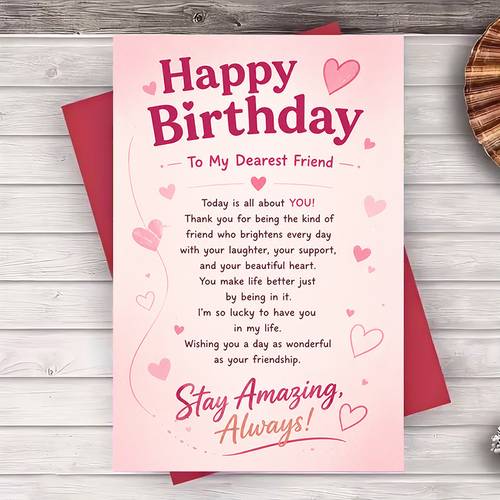 item picture one envelope greeting cardhappy birthday greeting card for best friend message for birthday celebration and special friendship appreciation gift greeting card