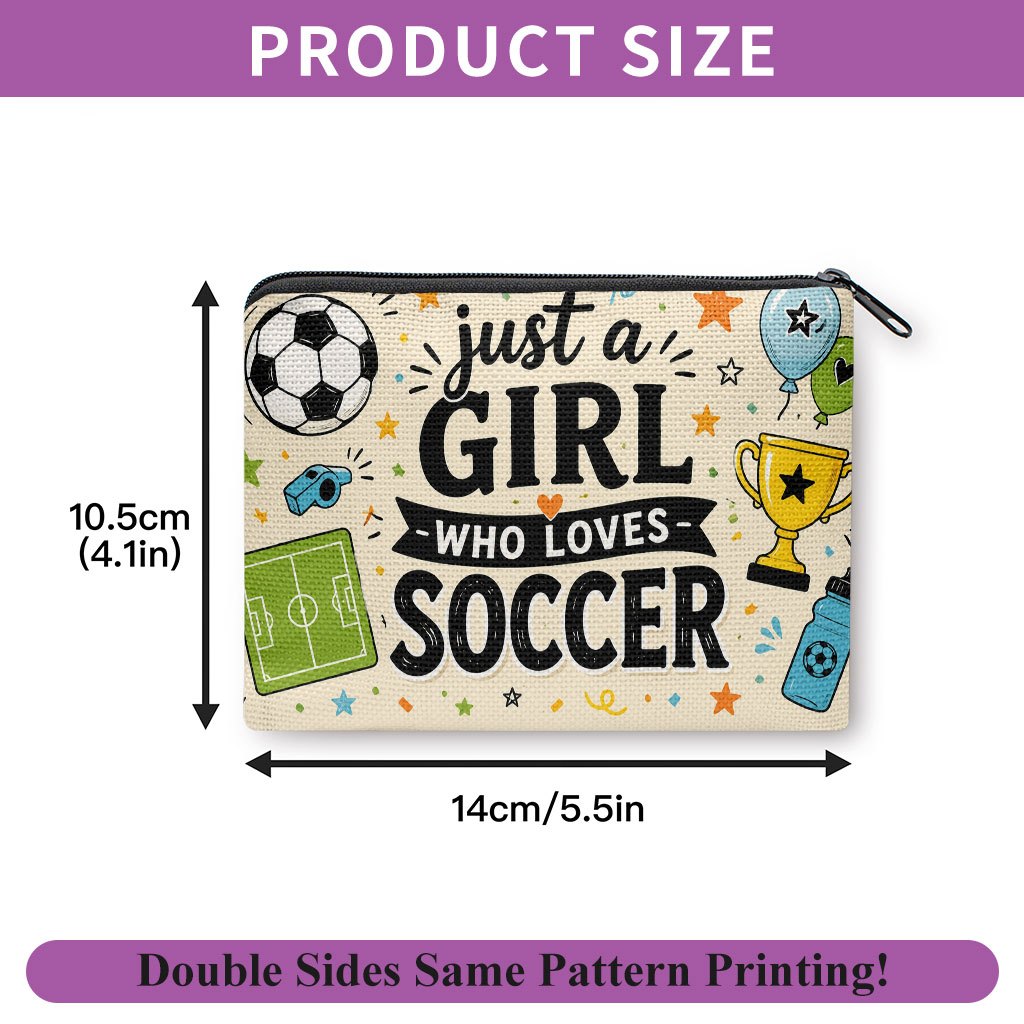 TEMU Coin Purse, Just A Who Soccer Print Coin Purse, Zipper Clutch Bag, Makeup And Small Item Storage Pouch, Durable Washable Lightweight Organizer
