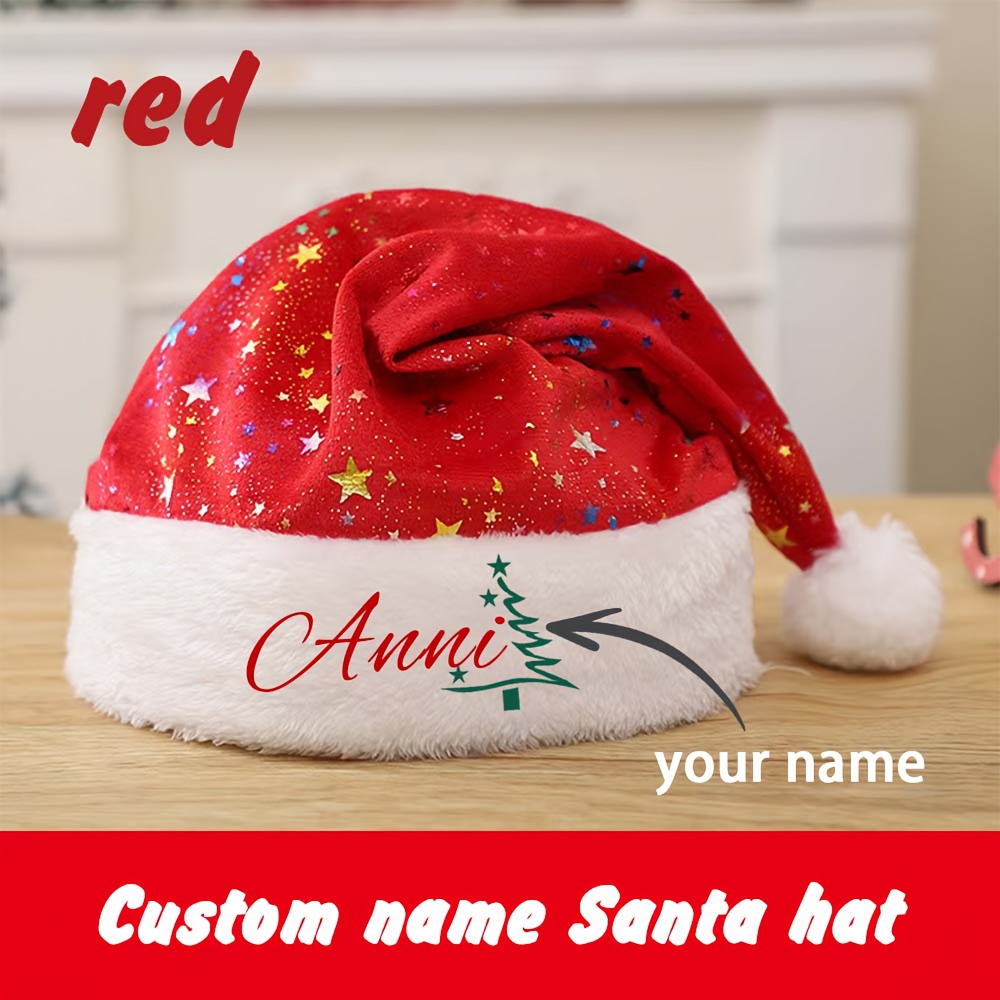 TEMU Cappello di Natale con Personalizzato, Cappello per Feste di Natale, Cappello Personalizzato Bifacciale, Cappello di Natale e Verde, Regalo di