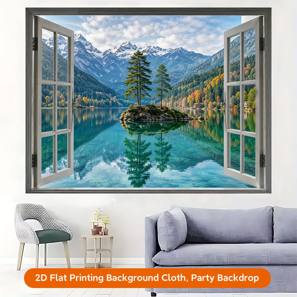 Mountain Lake Scenery Backdrop Banner
