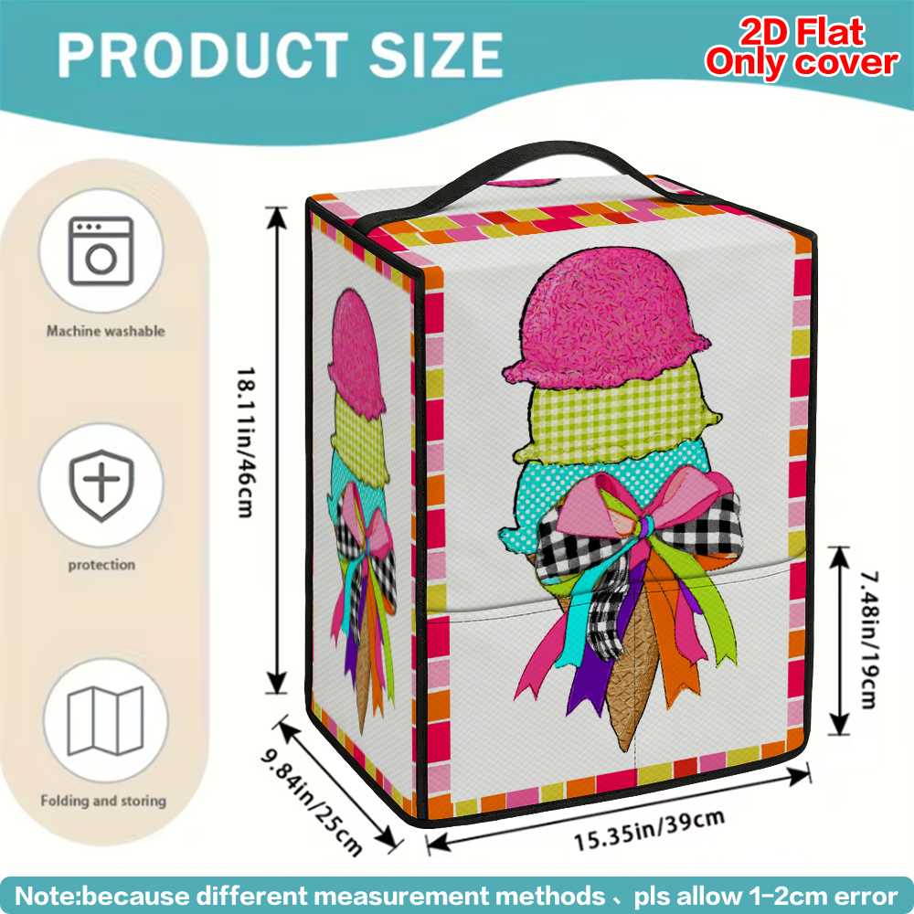 2D Flat Printing, 1pc, Printed Ice Cream Protective Cover Colorful Ice Cream Cone, for
