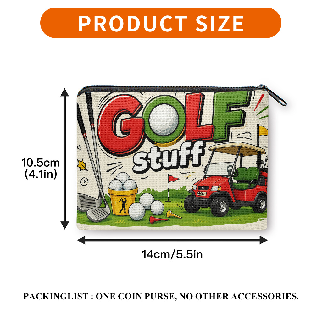 TEMU Coin Purse, Golf Items Printed Coin Purse, Portable Mini Storage Bag For Keys Cards, Earphone Lipstick Small Items Storage Bag, Ideal For Daily