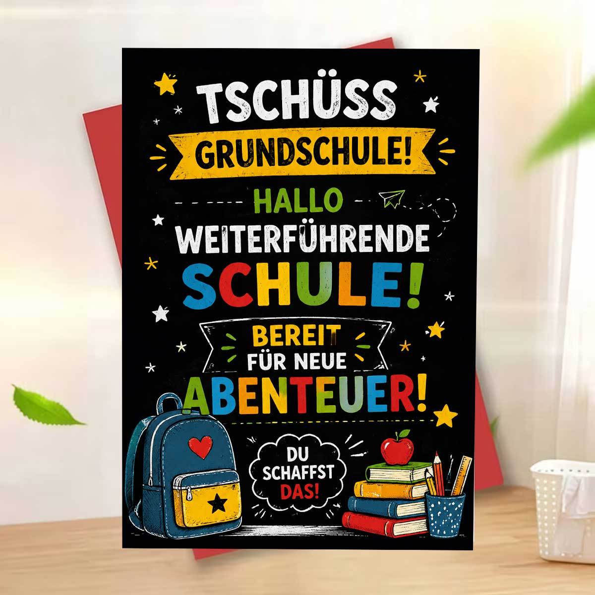 TEMU 1pc Exquisite School Bag Stationery Graduation Season Greeting Card, Blackboard Style Background With School Bag, Books, And , Printed With