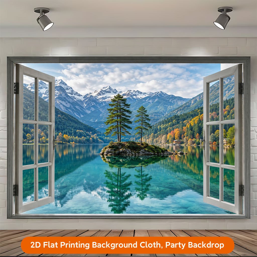 Mountain Lake Scenery Backdrop Banner