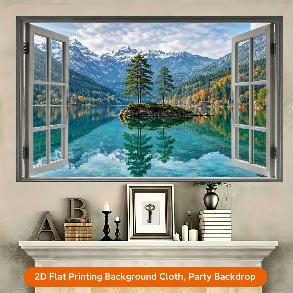 Mountain Lake Scenery Backdrop Banner