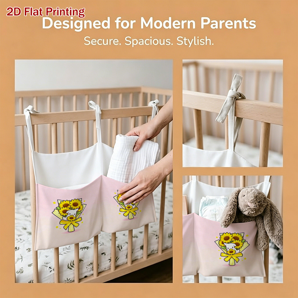 2-Pocket Nursery Hanging Organizer with Bunny & Rose Design