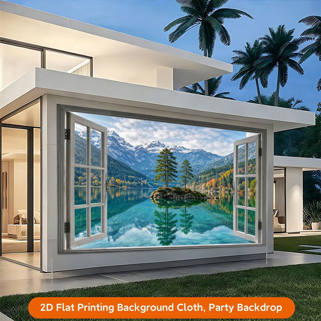 Mountain Lake Scenery Backdrop Banner