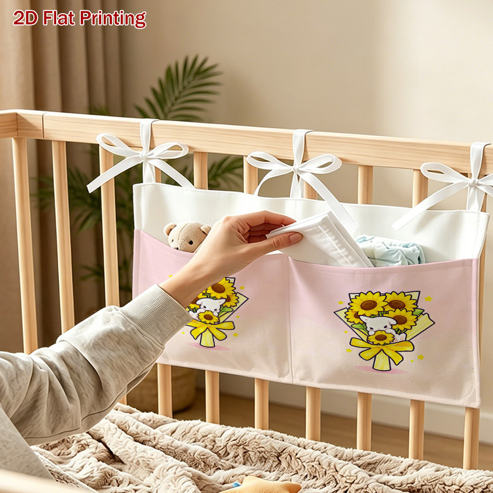 2-Pocket Nursery Hanging Organizer with Bunny & Rose Design