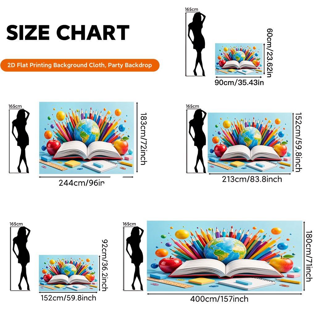 TEMU 2d Flat, 2d Flat - 2d Flat Printing Backdrop Banner 1pc, Colorful Pencils And Background Cloth Banner, Polyester Banner Decoration, Home