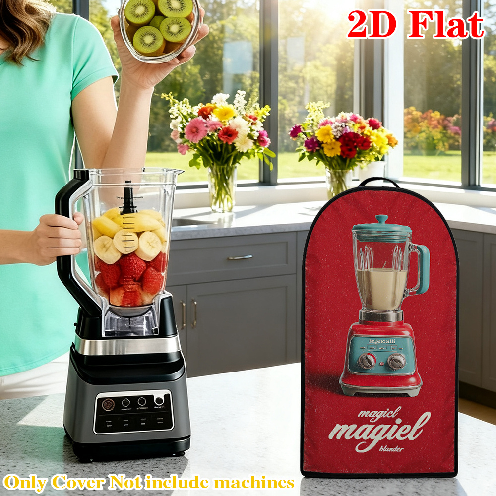 2D Flat, 1pc Red Vintage Electric Blender Pattern Blender Cover, Mother'S Day Gift Juicers And Food Processors Cover with Top Handle, Foldable Dust, Decorative for Housewarming, Kitchen Organization