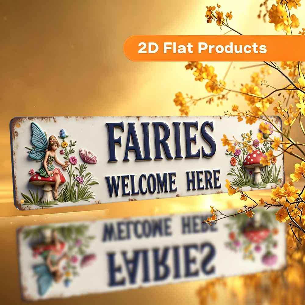 TEMU 2d Flat, 2d Flat 1pc Vintage Sign "fairies " 15.7x3.9inch Rustic Wall Decoration For Home Farmhouse Cafe Garden Yard Patio Bedroom Porch And