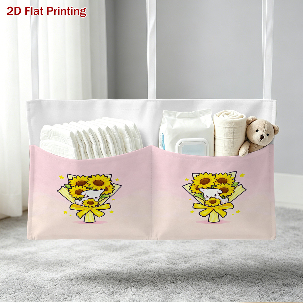 2-Pocket Nursery Hanging Organizer with Bunny & Rose Design