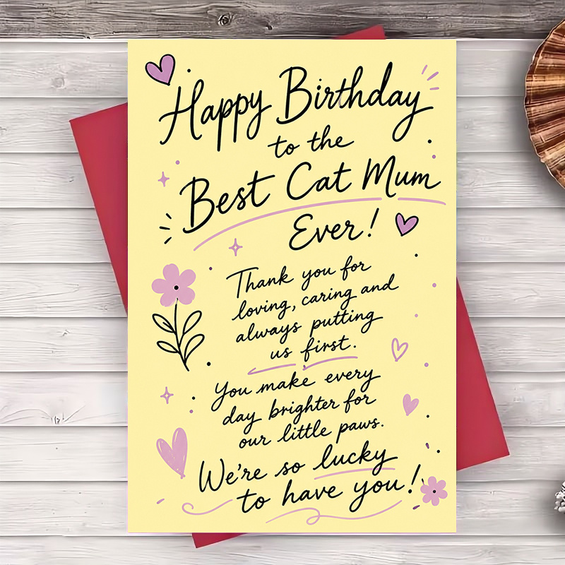 TEMU 1 Envelope And 1 Funny Greeting Card Happy Birthday Greeting Card For Cat Mum Best Gift For Pet Lovers On Birthday Anniversary Or Special