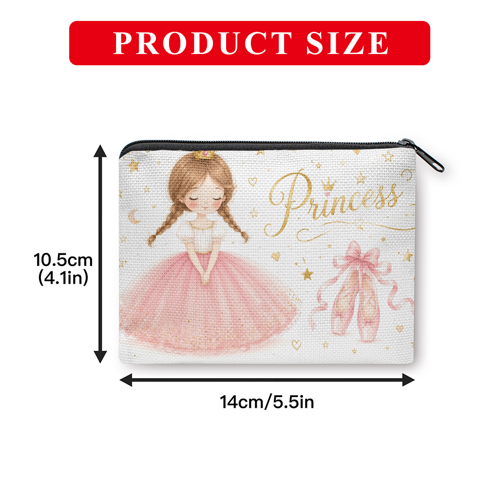 TEMU 1pc 1pcs Princess-themed Coin Purse Suitable For , Pink Dress Shoe With Double-sided Princess Artwork, Zipper Closure Compact Wallet, Portable