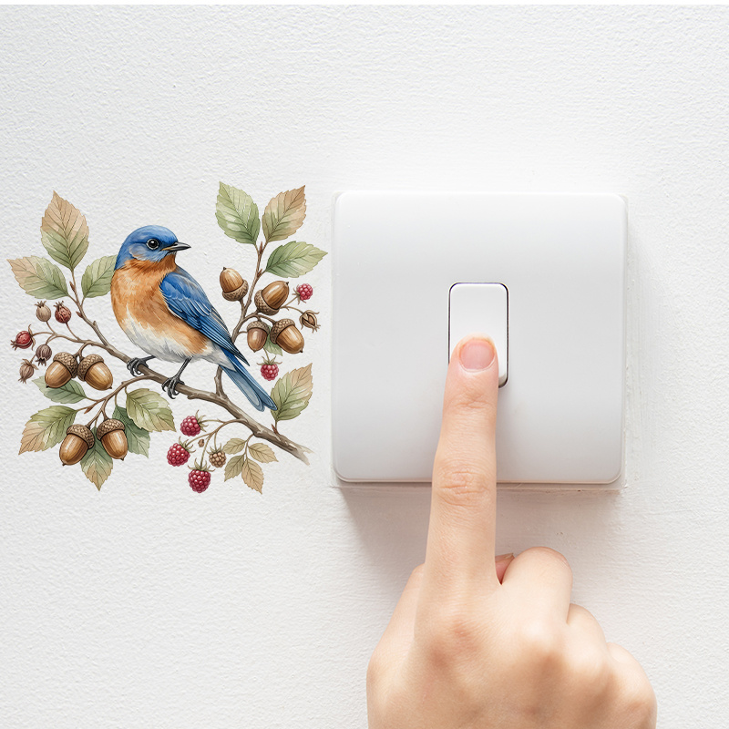 Kids Room Autumn Blue Bird Branch Light Switch Sticker