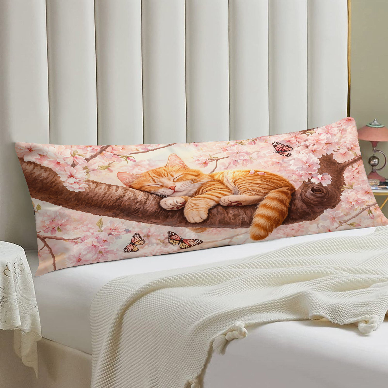 TEMU 1pc Sleeping Cat 2d Flat Pattern Body Pillow Cover Body Pillowcase Long Pillowcase, Trendy Fashionable Long Bed Pillowcase, Soft Comfortable