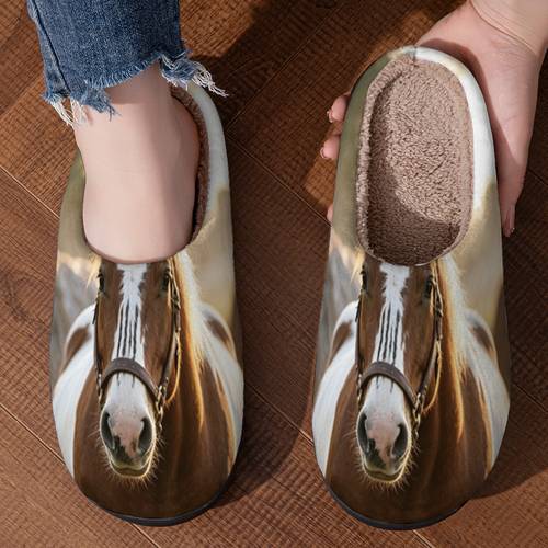 item picture mens womens horse print slippers breathable lightweight soft sole suitable for home tpr sole cushioning horse themed indoor house shoes unisex gift for comfortable footwear women shoes