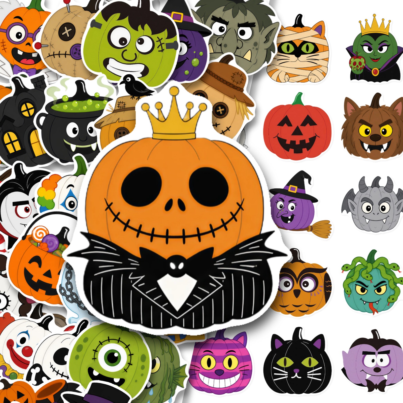 TEMU 50 pegatinas con temática de Halloween, ideales para decorar portátiles, botellas de agua y equipaje, geniales para recuerdos de fiestas y