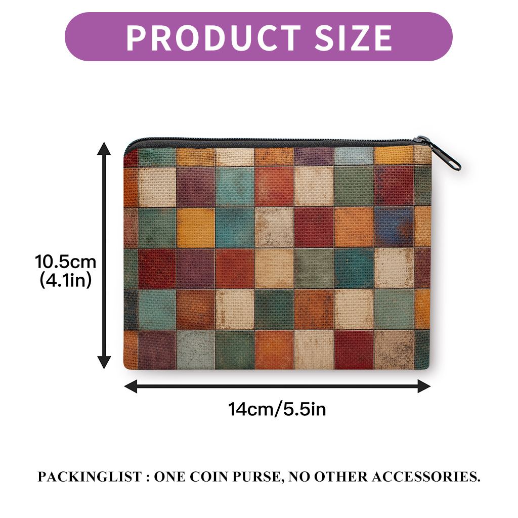 TEMU 1 pieza, cuadrado vintage con arreglo y estampado por lados, bolsa de almacenamiento para auriculares, y artículos pequeños, bolso de multiusos,