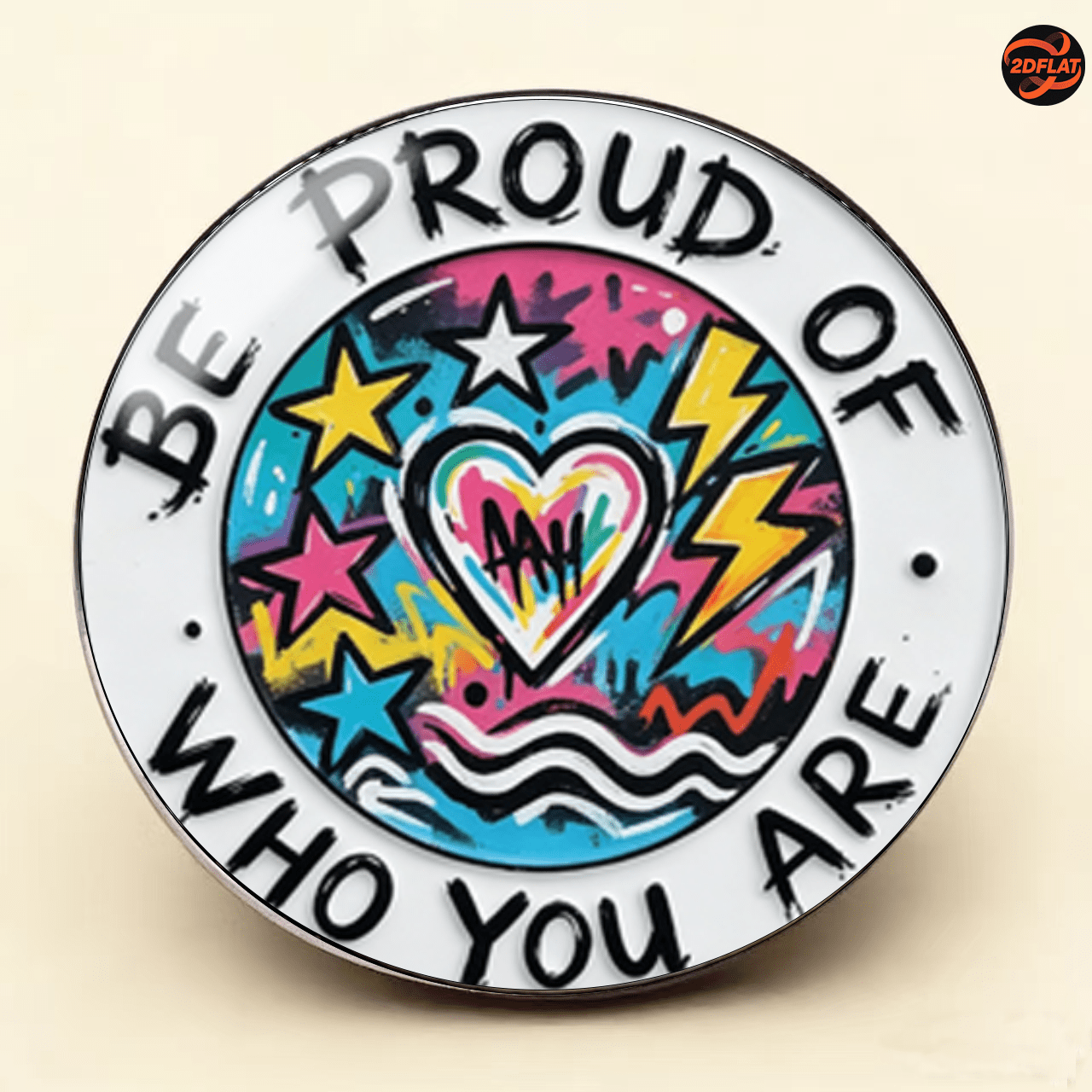 TEMU 1pc, 2d European And Graffiti Style Stainless Steel Brooch, Positive Slogan Of Badge, Colorful Trendy Cool Lightning Print Brooch, Unisex Daily
