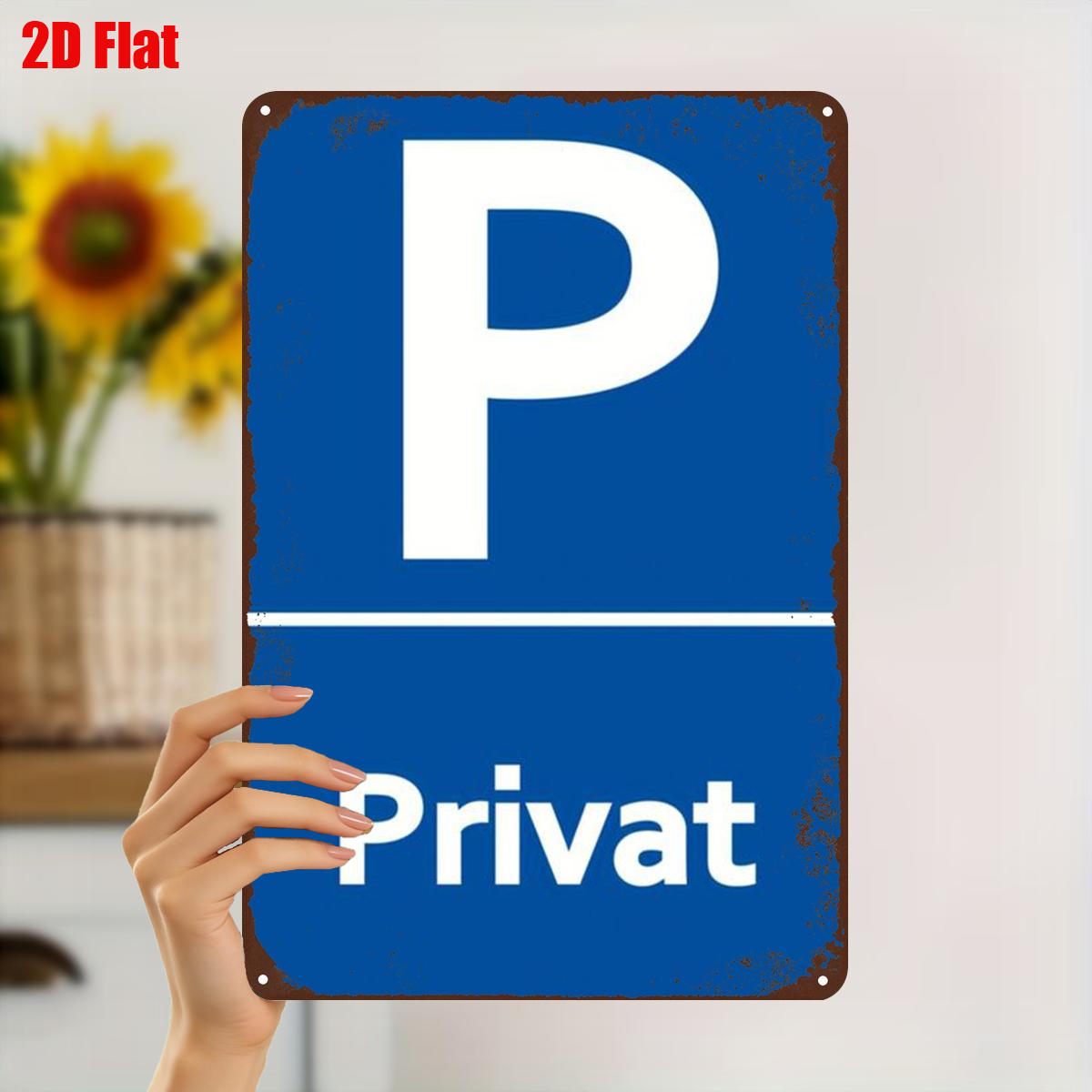 TEMU 2d Flat, 2d Flat 1pc, "private Parking Sign Metal Art Decor - Vintage Blue 'p' Privat Wall Plaque For Home Or Garage" 8Ã12 Inch, 2d Flat